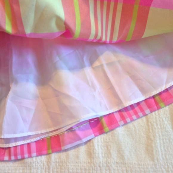 Bonnie Jean girls size 7 pink green & white plaid dress with bow, NWT - Picture 4 of 6